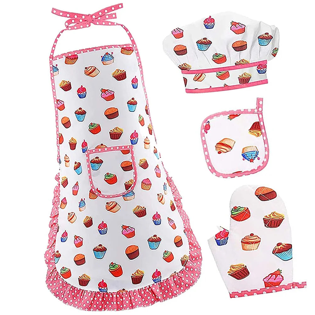 Costume 4 pièces de Chef Pâtissier pour enfant motif cupcakes
