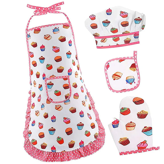 Costume 4 pièces de Chef Pâtissier pour enfant motif cupcakes