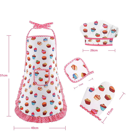 Panoplie complète de Chef Pâtissier pour enfant motif cupcakes 11 pièces
