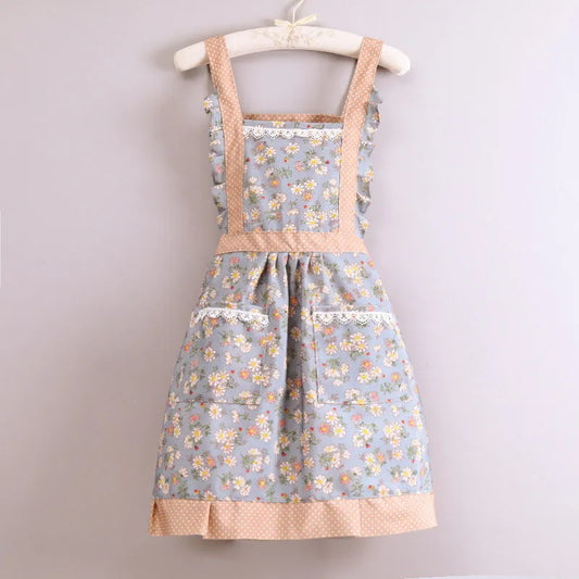 Tablier Cuisine Femme Vintage Bleu et Rose
